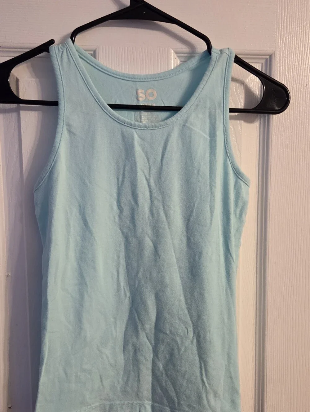 SO Girls Light Blue Cotton Spandex Basic Tank Top Size Large 10/12